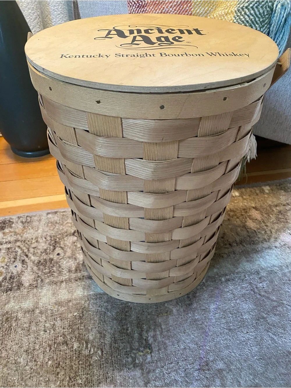 Ancient Age Kentucky Straight Bourbon Whiskey Woven Wooden Splint Basket Cooler